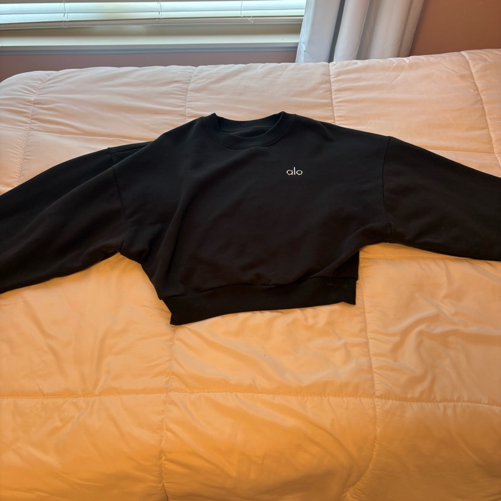 Alo Anthracite grey Cropped Accolade Crewneck - Picture 2 of 5